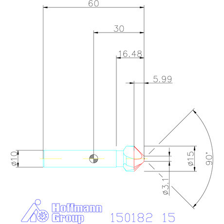 Holex Holex Pro Steel precíziós kúpsüllyesztő egyenlőtlen osztással 90° 15 mm