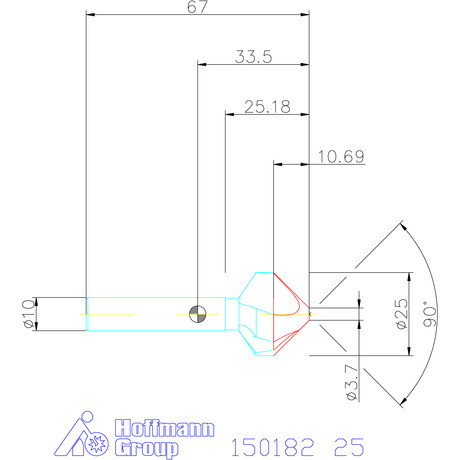 Holex Holex Pro Steel precíziós kúpsüllyesztő egyenlőtlen osztással 90° 25 mm