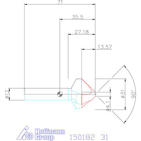 Holex Holex Pro Steel precíziós kúpsüllyesztő egyenlőtlen osztással 90° 31 mm
