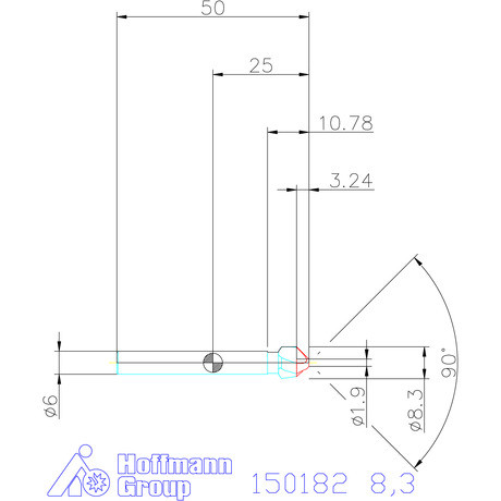 Holex Holex Pro Steel precíziós kúpsüllyesztő egyenlőtlen osztással 90° 8,3 mm