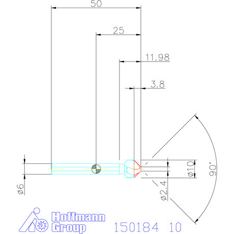 Holex Holex Pro Steel precíziós kúpsüllyesztő egyenlőtlen osztással és 3 befogófelülettel 90° 10 mm