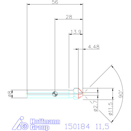 Holex Holex Pro Steel precíziós kúpsüllyesztő egyenlőtlen osztással és 3 befogófelülettel 90° 11,5 mm