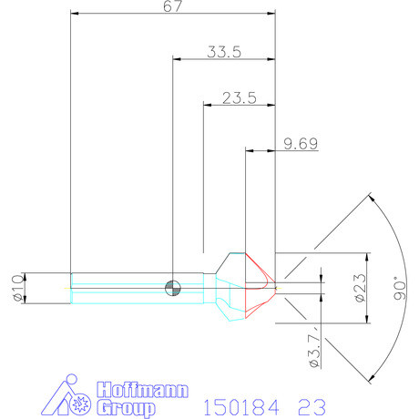 Holex Holex Pro Steel precíziós kúpsüllyesztő egyenlőtlen osztással és 3 befogófelülettel 90° 23 mm