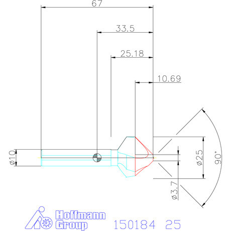 Holex Holex Pro Steel precíziós kúpsüllyesztő egyenlőtlen osztással és 3 befogófelülettel 90° 25 mm