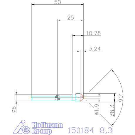 Holex Holex Pro Steel precíziós kúpsüllyesztő egyenlőtlen osztással és 3 befogófelülettel 90° 8,3 mm