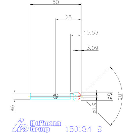 Holex Holex Pro Steel precíziós kúpsüllyesztő egyenlőtlen osztással és 3 befogófelülettel 90° 8 mm