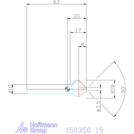 Garant Garant Master Steel HT precíziós kúpsüllyesztő egyenlőtlen osztással 90° 19 mm