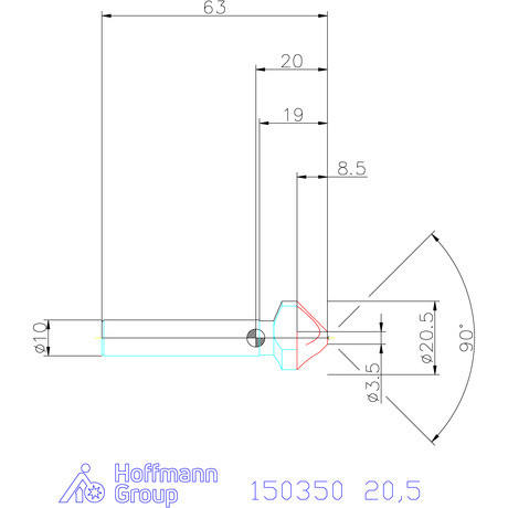 Garant Garant Master Steel HT precíziós kúpsüllyesztő egyenlőtlen osztással 90° 20,5 mm