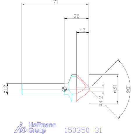 Garant Garant Master Steel HT precíziós kúpsüllyesztő egyenlőtlen osztással 90° 31 mm