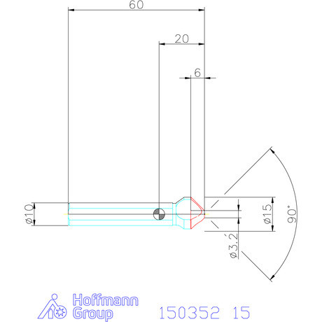 Garant Garant Master Steel HT precíziós kúpsüllyesztő egyenlőtlen osztással és 3 befogófelülettel 90° 15 mm