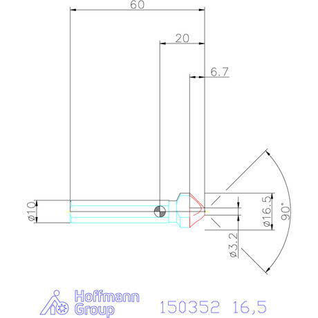 Garant Garant Master Steel HT precíziós kúpsüllyesztő egyenlőtlen osztással és 3 befogófelülettel 90° 16,5 mm