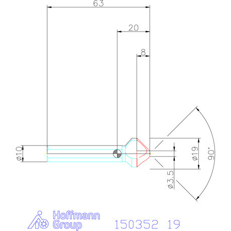Garant Garant Master Steel HT precíziós kúpsüllyesztő egyenlőtlen osztással és 3 befogófelülettel 90° 19 mm