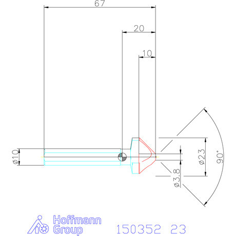 Garant Garant Master Steel HT precíziós kúpsüllyesztő egyenlőtlen osztással és 3 befogófelülettel 90° 23 mm