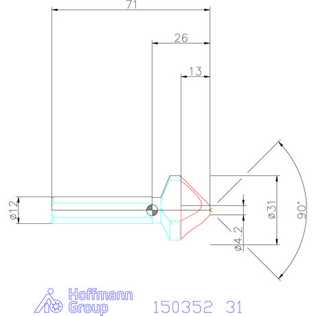 Garant Garant Master Steel HT precíziós kúpsüllyesztő egyenlőtlen osztással és 3 befogófelülettel 90° 31 mm