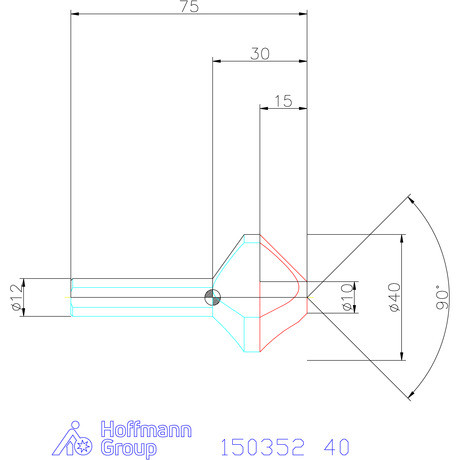 Garant Garant Master Steel HT precíziós kúpsüllyesztő egyenlőtlen osztással és 3 befogófelülettel 90° 40 mm
