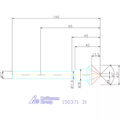 Garant Precíziós kúpsüllyesztő, hosszú 90° 31 mm