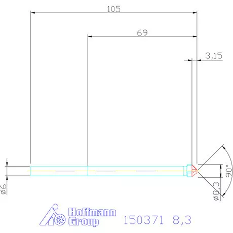 Garant Precíziós kúpsüllyesztő, hosszú 90° 8,3 mm