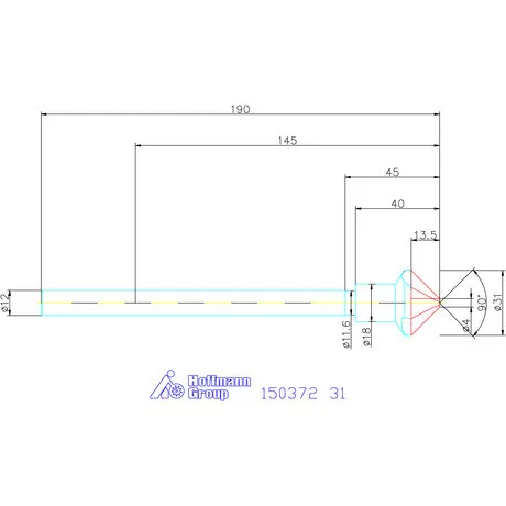 Garant Precíziós kúpsüllyesztő, extra hosszú 90° 31 mm