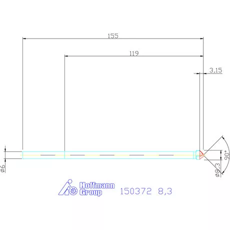 Garant Precíziós kúpsüllyesztő, extra hosszú 90° 8,3 mm