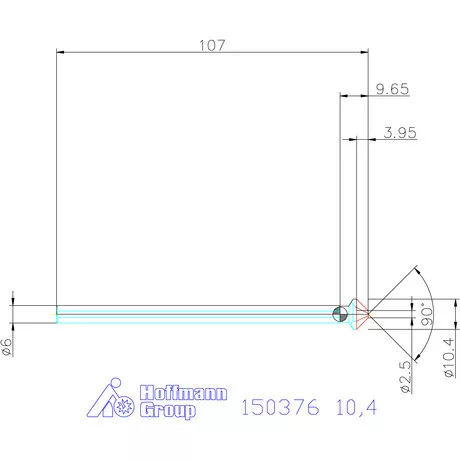 Garant Precíziós kúpsüllyesztő, hosszú, 3 befogófelülettel 90° 10,4 mm