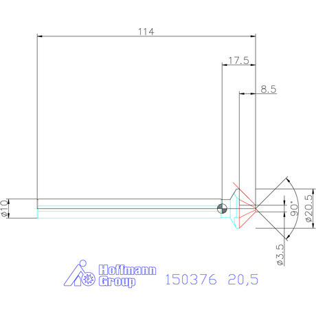 Garant Precíziós kúpsüllyesztő, hosszú, 3 befogófelülettel 90° 20,5 mm