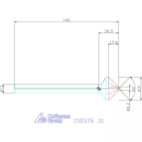 Garant Precíziós kúpsüllyesztő, hosszú, 3 befogófelülettel 90° 31 mm