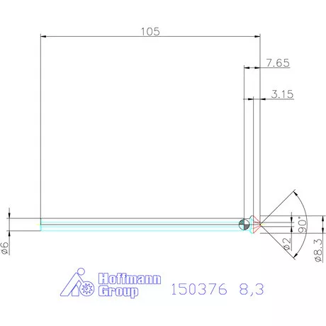 Garant Precíziós kúpsüllyesztő, hosszú, 3 befogófelülettel 90° 8,3 mm