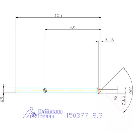 Garant Precíziós kúpsüllyesztő, hosszú 90° 8,3 mm