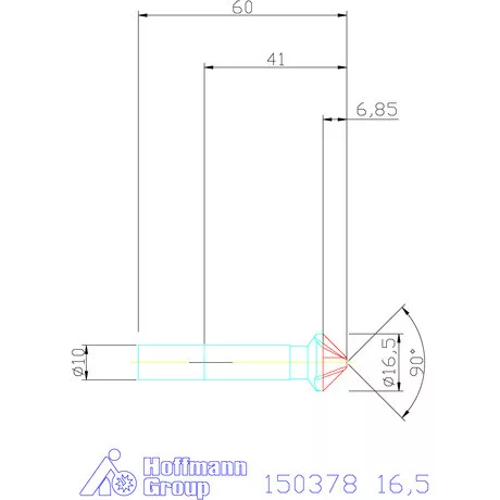Garant Precíziós kúpsüllyesztő 90° 16,5 mm