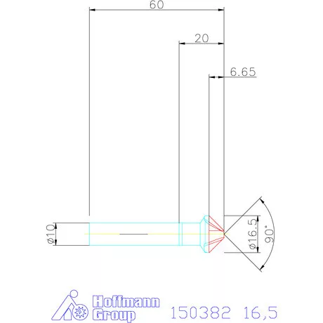 Garant Kúpsüllyesztő VHM 90° 16,5 mm