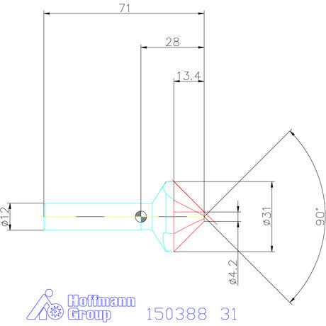 Garant VHM precíziós kúpsüllyesztő egyenlőtlen osztással. 90° 31 mm