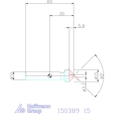 Garant Precíziós kúpsüllyesztő egyenlőtlen osztással 90° 15 mm