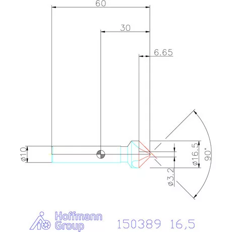 Garant Precíziós kúpsüllyesztő egyenlőtlen osztással 90° 16,5 mm
