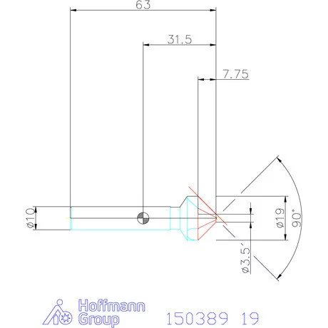 Garant Precíziós kúpsüllyesztő egyenlőtlen osztással 90° 19 mm