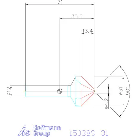 Garant Precíziós kúpsüllyesztő egyenlőtlen osztással 90° 31 mm