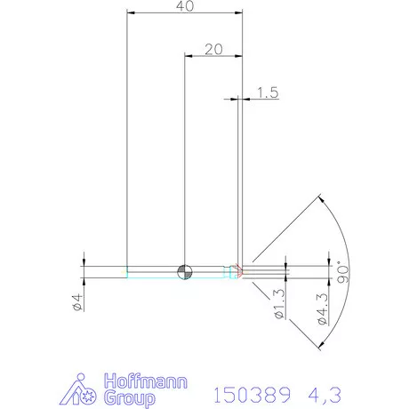 Garant Precíziós kúpsüllyesztő egyenlőtlen osztással 90° 4,3 mm
