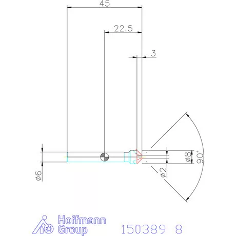 Garant Precíziós kúpsüllyesztő egyenlőtlen osztással 90° 8 mm