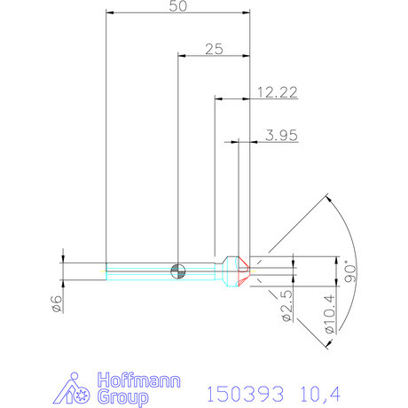 Garant Precíziós kúpsüllyesztő egyenlőtlen osztással és 3 befogófelülettel 90° 10,4 mm