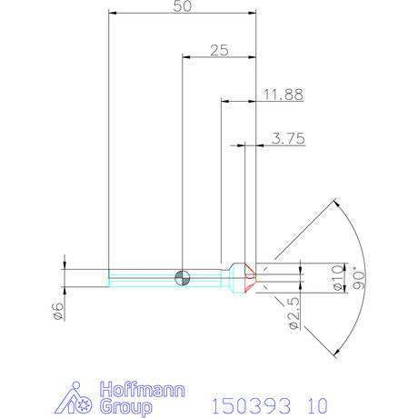 Garant Precíziós kúpsüllyesztő egyenlőtlen osztással és 3 befogófelülettel 90° 10 mm