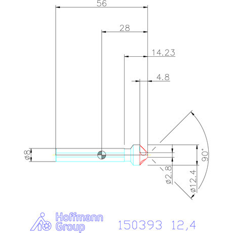 Garant Precíziós kúpsüllyesztő egyenlőtlen osztással és 3 befogófelülettel 90° 12,4 mm