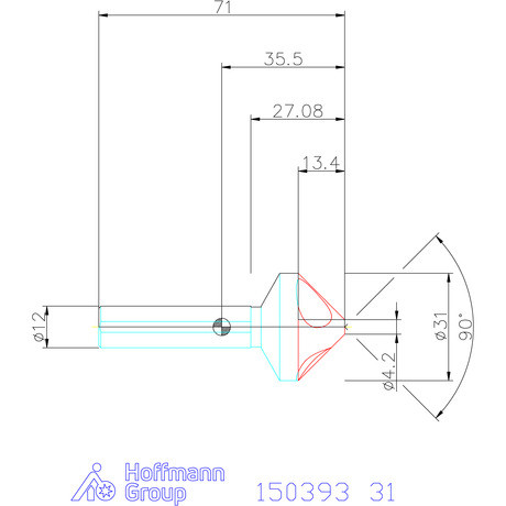 Garant Precíziós kúpsüllyesztő egyenlőtlen osztással és 3 befogófelülettel 90° 31 mm