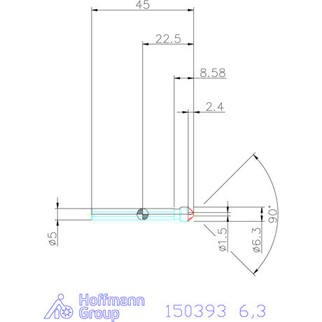 Garant Precíziós kúpsüllyesztő egyenlőtlen osztással és 3 befogófelülettel 90° 6,3 mm