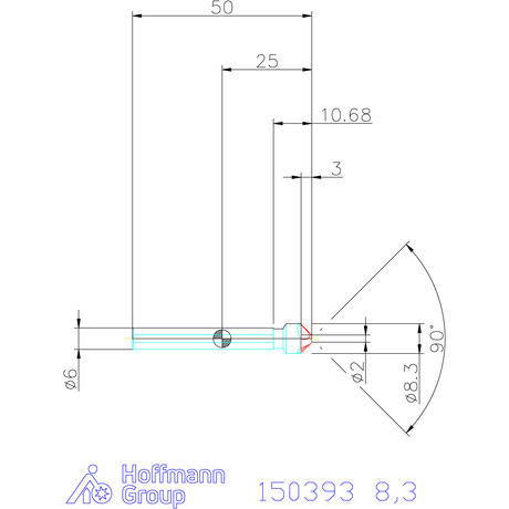 Garant Precíziós kúpsüllyesztő egyenlőtlen osztással és 3 befogófelülettel 90° 8,3 mm