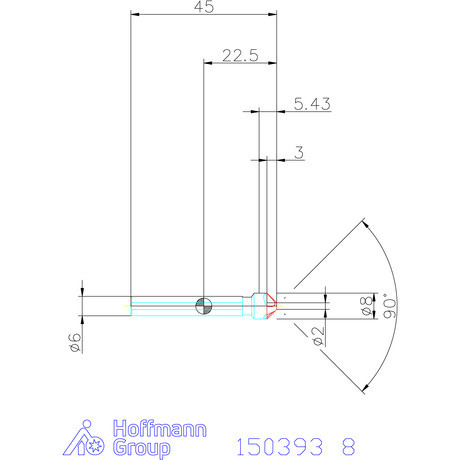 Garant Precíziós kúpsüllyesztő egyenlőtlen osztással és 3 befogófelülettel 90° 8 mm