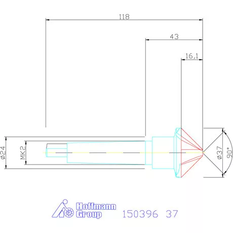 Garant Precíziós kúpsüllyesztő 90° 37 mm