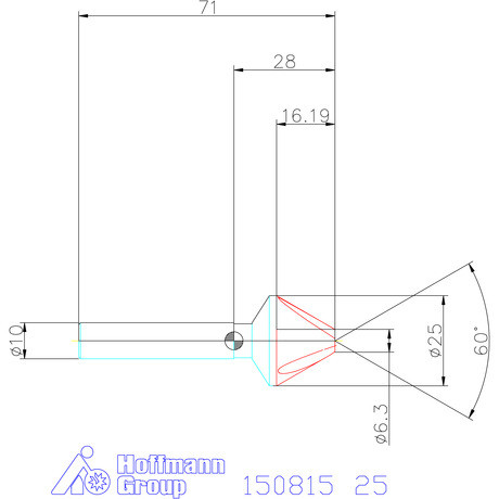 Garant Precíziós kúpsüllyesztő egyenlőtlen osztással 60° 25 mm