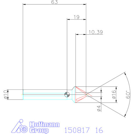 Garant Precíziós kúpsüllyesztő egyenlőtlen osztással, 3 befogófelülettel 60° 16 mm