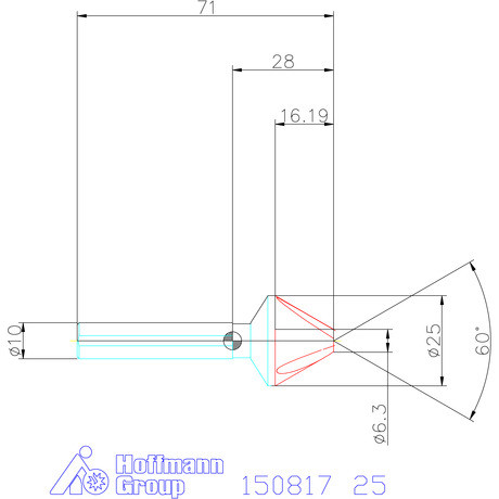 Garant Precíziós kúpsüllyesztő egyenlőtlen osztással, 3 befogófelülettel 60° 25 mm