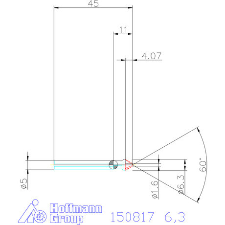 Garant Precíziós kúpsüllyesztő egyenlőtlen osztással, 3 befogófelülettel 60° 6,3 mm