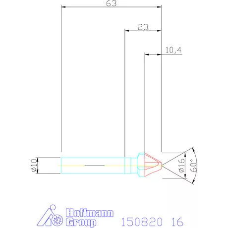 Garant Kúpsüllyesztő, Form C 60° 16 mm